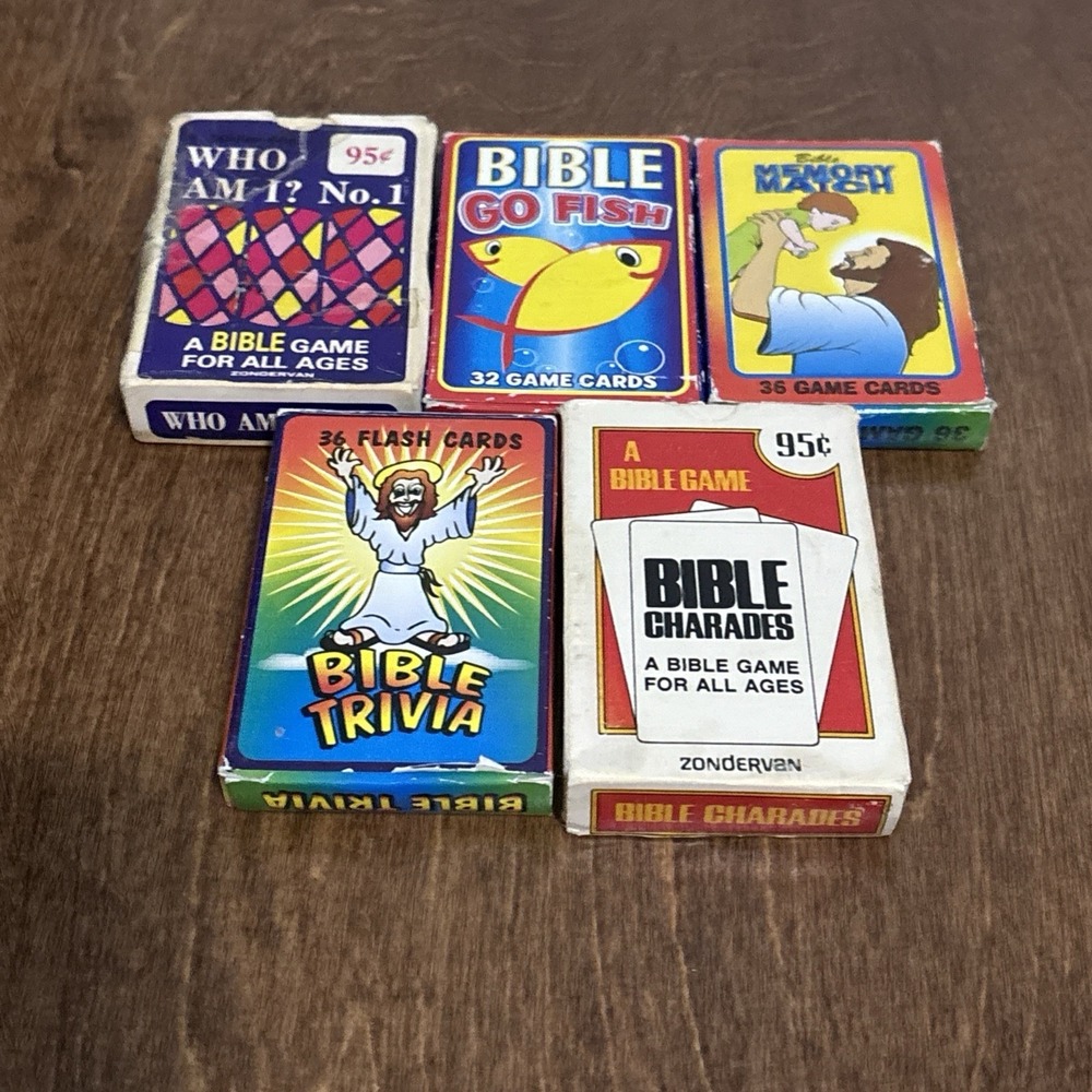 Lot Of 5 Vintage Bible Card Games Kids/Adults 1970'S Sunday School Fun READ